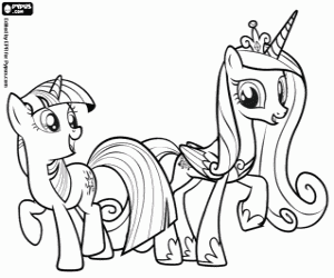 Princess Cadance Twilight Sparkle My Little Pony Coloring Pages