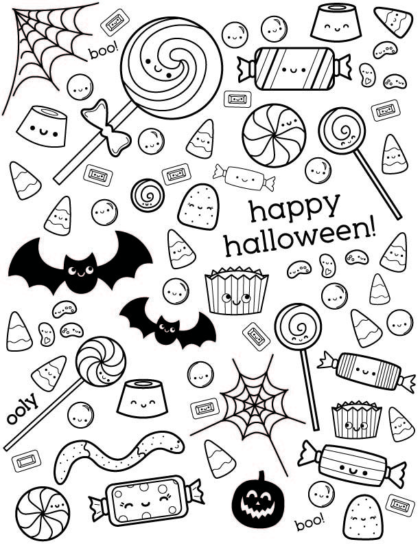 Easy Cute Halloween Coloring Pages For Kids
