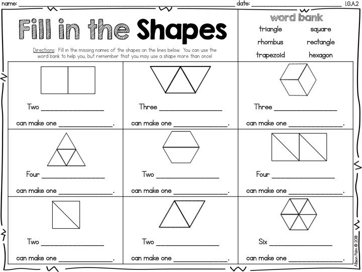 2d Shapes Worksheet For Grade 1