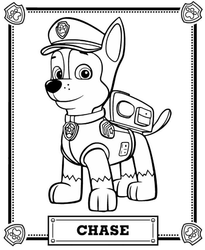 Paw Patrol Chase Coloring Pages To Print