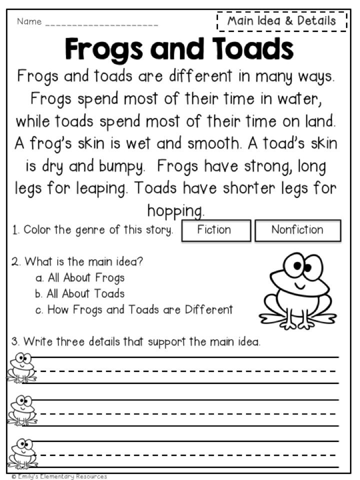 2nd Grade Reading Passages Main Idea