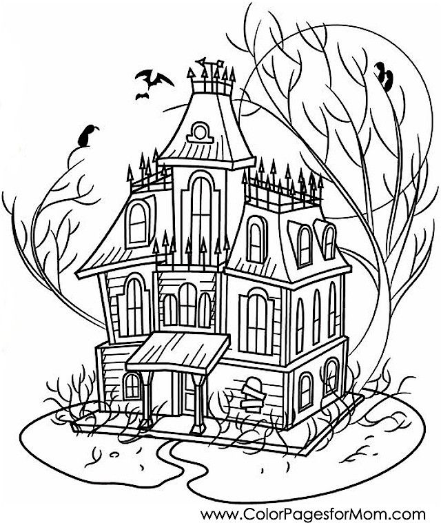 Pages Printable Haunted Haunted House Spooky Halloween Coloring Pages