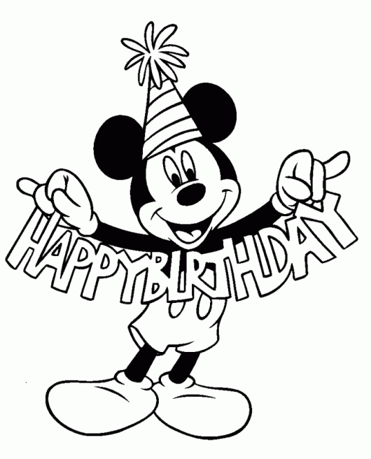 Happy Birthday Printable Mickey Mouse Coloring Pages