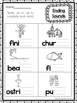 1st Grade Ending Sounds Worksheets