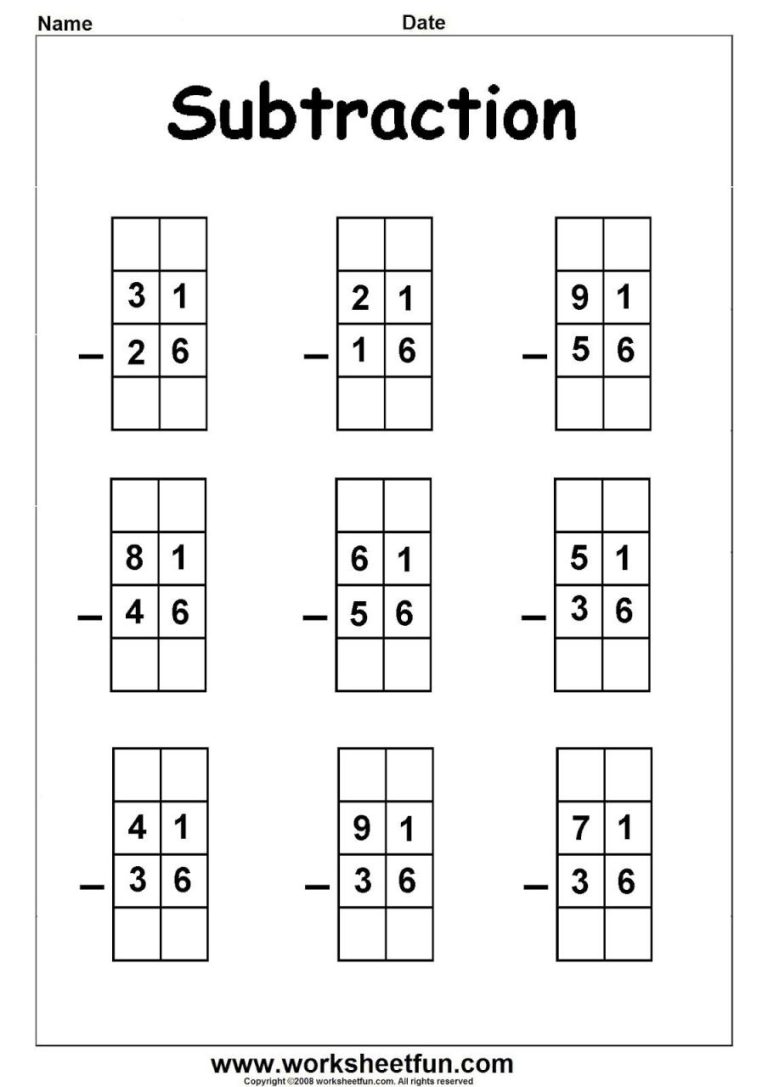 2nd Grade Subtraction Worksheets With Regrouping
