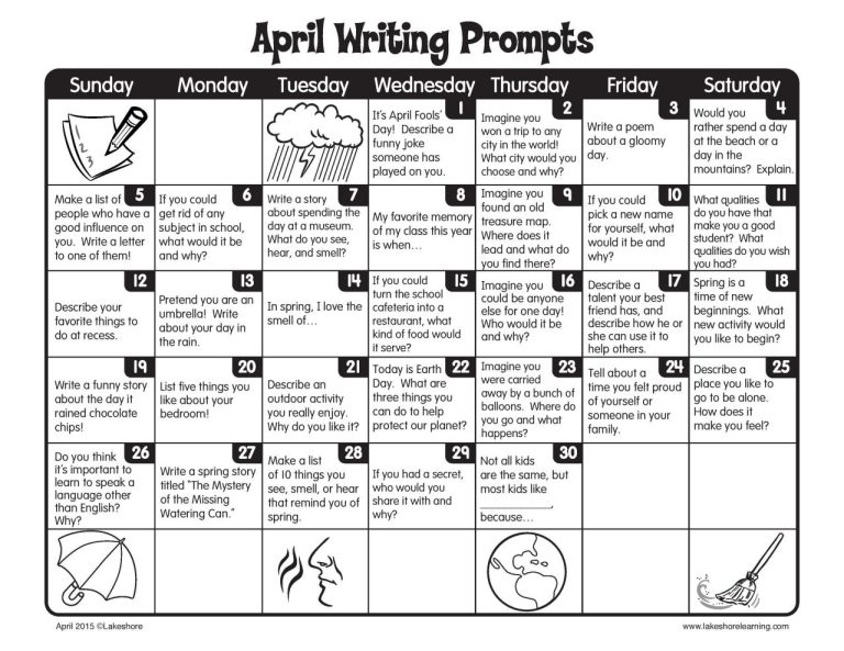 2nd Grade Writing Prompts For April