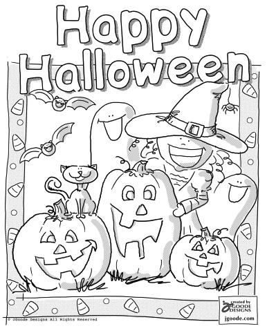 Kindergarten Printable Happy Halloween Coloring Pages