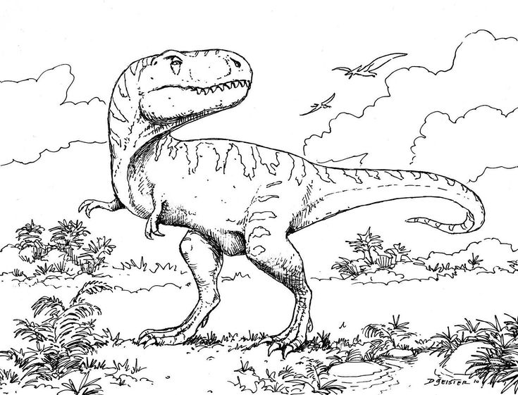 Simple Dinosaur Coloring Pages For Kids