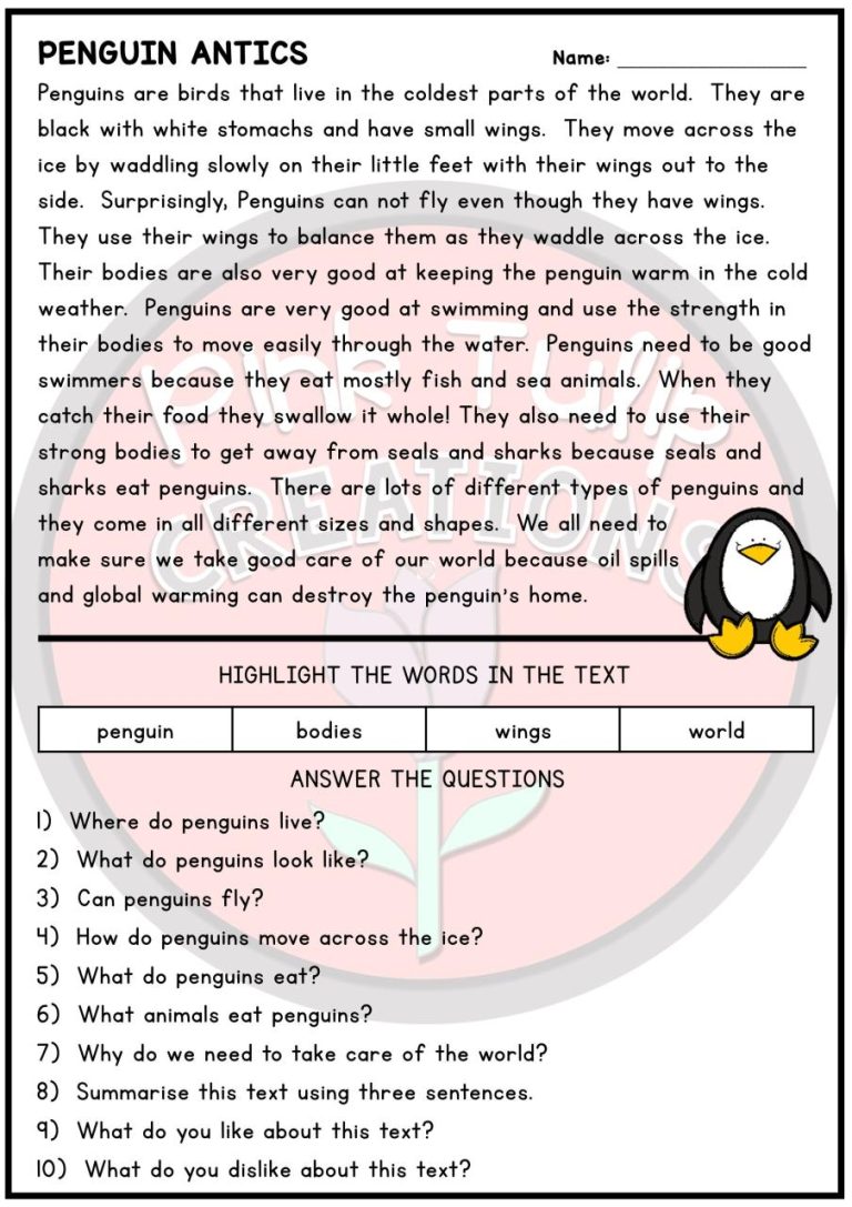4th Grade Reading Comprehension Passages With Questions Online