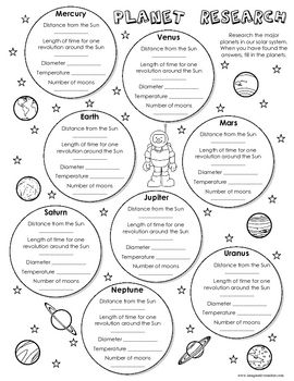 3rd Grade Science Worksheets Planets