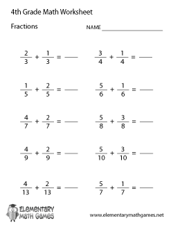 4th Grade Math Worksheets Adding And Subtracting Fractions