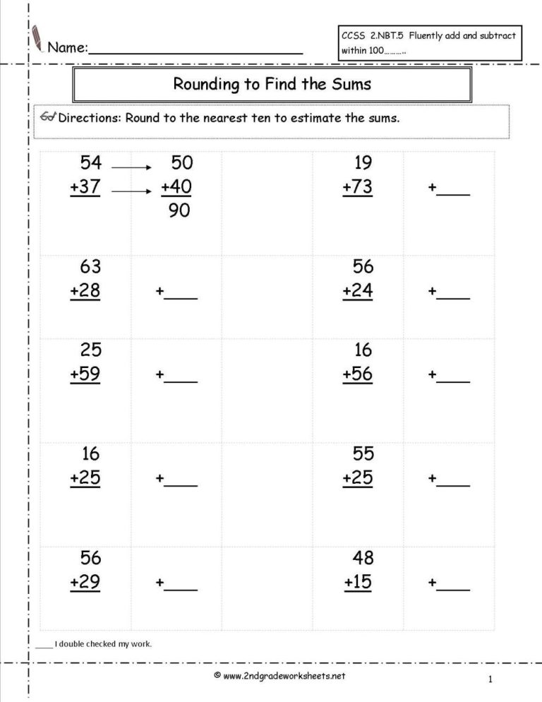 3rd Grade Estimation Worksheets