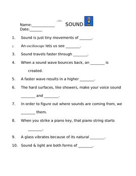 4th Grade Grade 4 Science Sound Worksheets