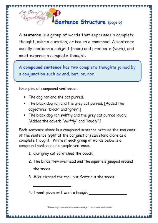 4 Types Of Sentences Worksheet Grade 2