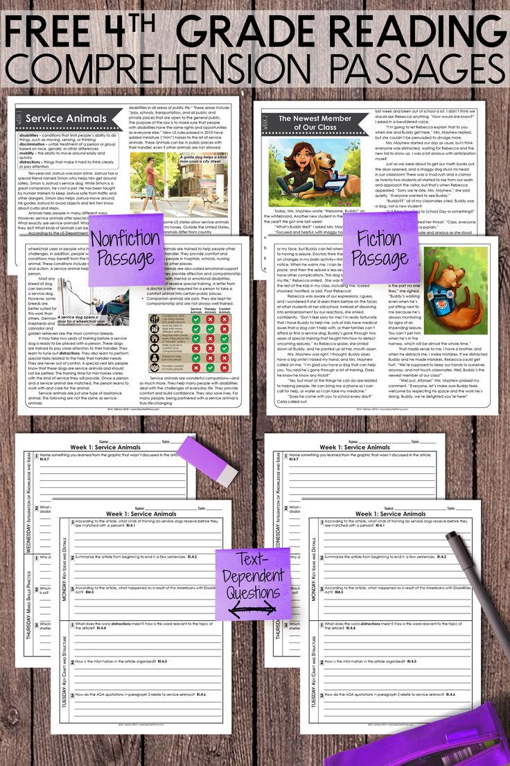 4th Grade Nonfiction Reading Comprehension Worksheets
