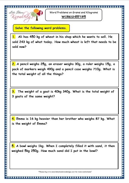 3rd Grade Math Word Problems Workbook Pdf