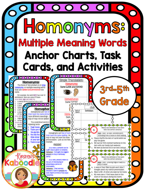 3rd Grade Homonyms Worksheets