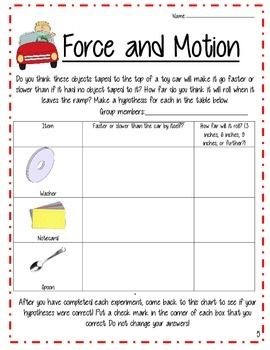 4th Grade Science Force And Motion Worksheets