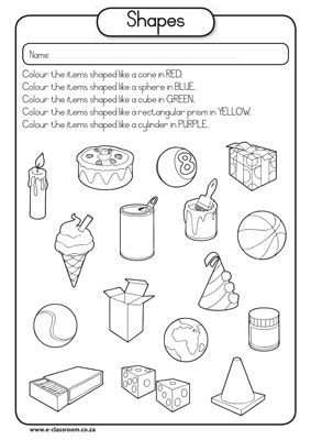3 D Shapes Worksheets For Kindergarten