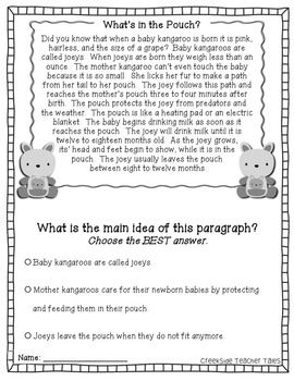 3rd Grade Nonfiction Reading Passages Main Idea