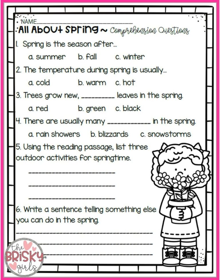 4 Seasons Worksheets 1st Grade