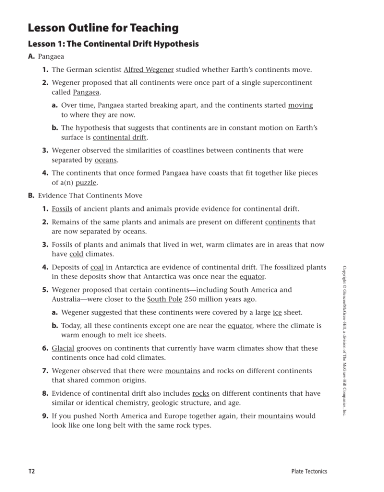 The Continental Drift Hypothesis Worksheet Answers
