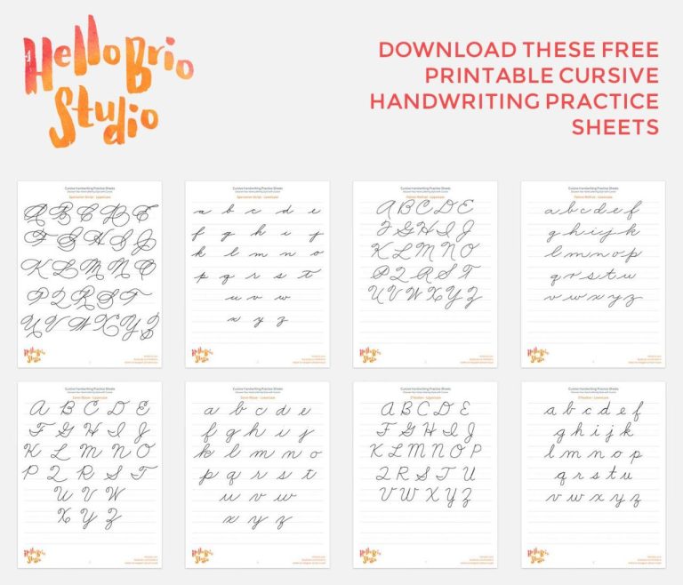 Calligraphy Cursive Practice Sheets