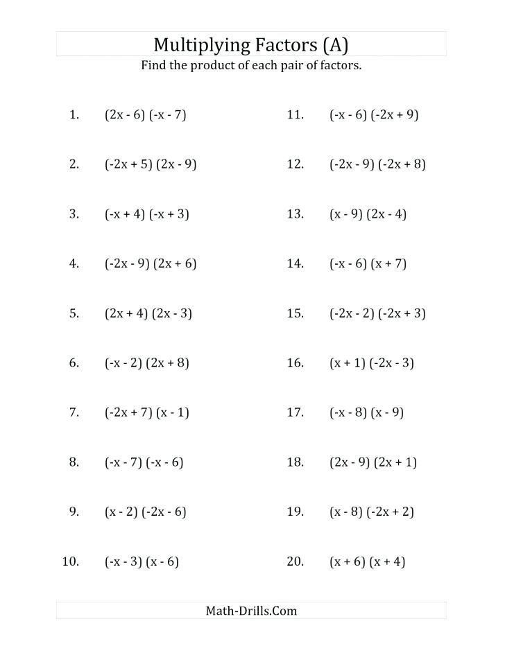 Factoring Review Worksheet Algebra 2 Answers