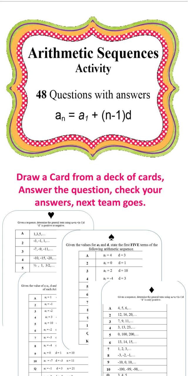 Arithmetic And Geometric Sequences Word Problems Worksheet Answers