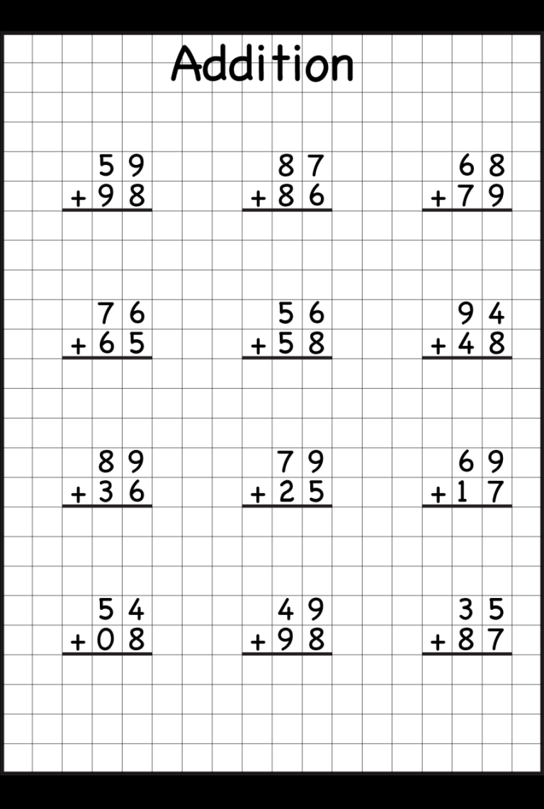 Adding 3 2-digit Numbers With Regrouping Worksheets