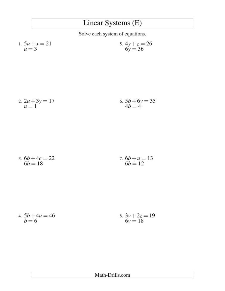 Math Worksheets 10th Grade Algebra