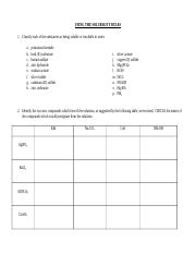 Accelerated Chemistry Solubility Rules Worksheet Answers