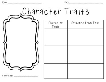 Character Analysis Worksheet 2nd Grade
