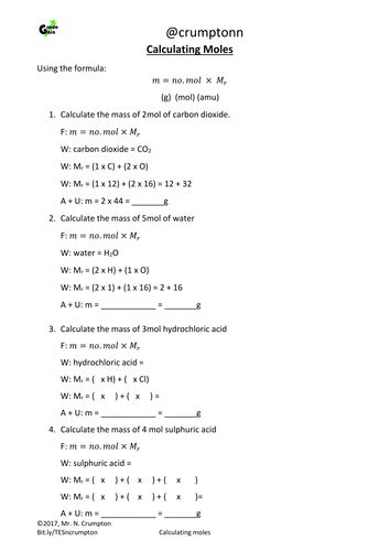 Chemistry Calculating Molar Mass Worksheet