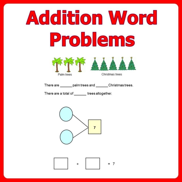 Addition Word Problems Within 20 Worksheets