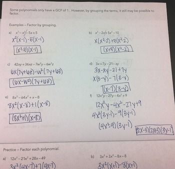 Factoring By Grouping Worksheet Algebra 1 Answers With Work