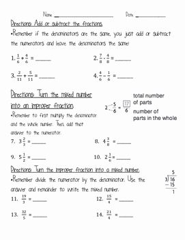 Adding And Subtracting Fraction With Unlike Denominators Worksheet Pdf