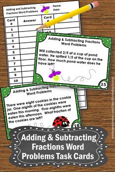 Addition And Subtraction Fraction Word Problems 4th Grade