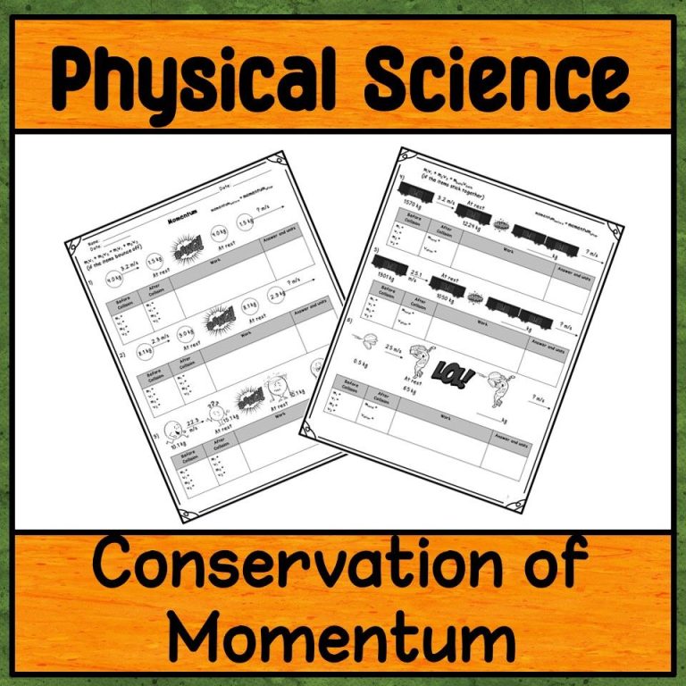 The Law Of Conservation Of Momentum Worksheet Answers