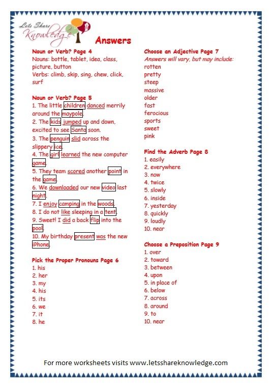 Adverb Worksheet For Class 2 With Answers