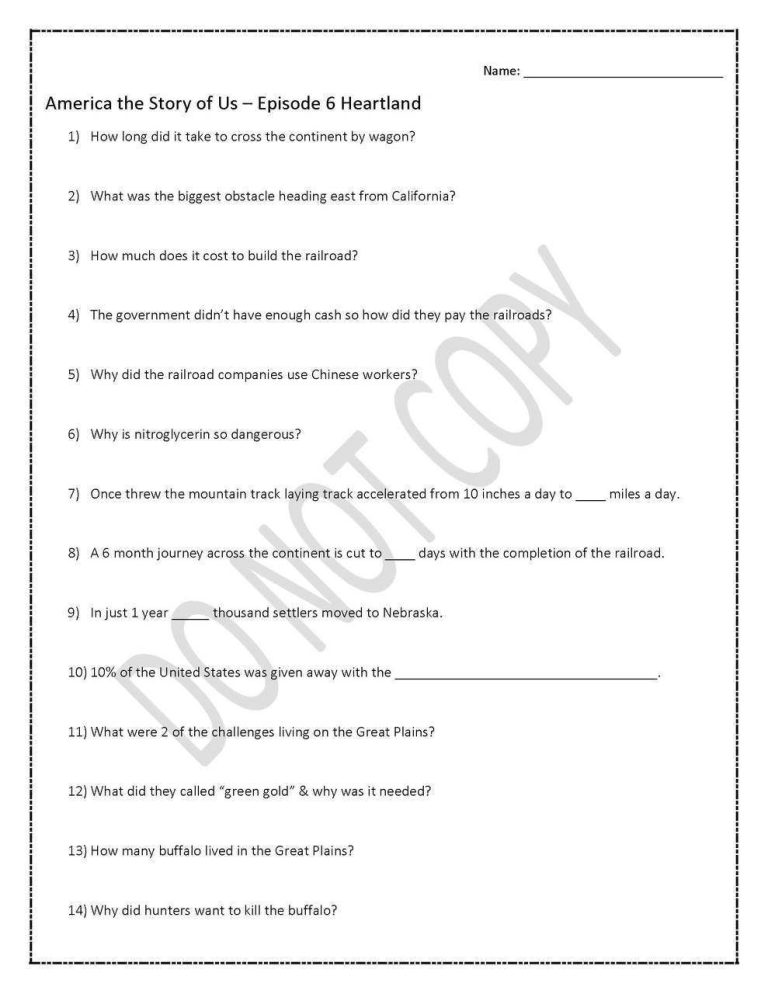 America The Story Of Us Worksheet Answers Episode 3
