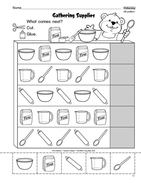 Free Ab Pattern Worksheets For Kindergarten