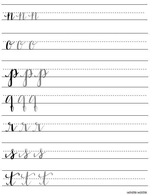 Calligraphy Letter Practice Worksheets