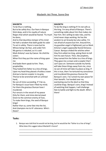 Macbeth Character Analysis Worksheet Pdf