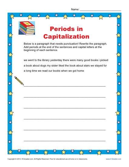 Punctuation And Capitalization Worksheets Grade 7