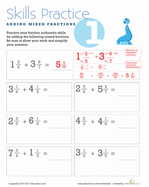Adding And Subtracting Fractions Worksheet With Answers