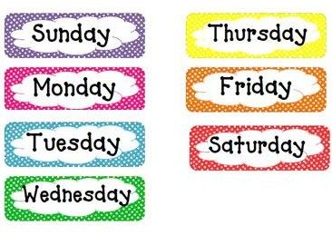 Classroom Days Of The Week Chart