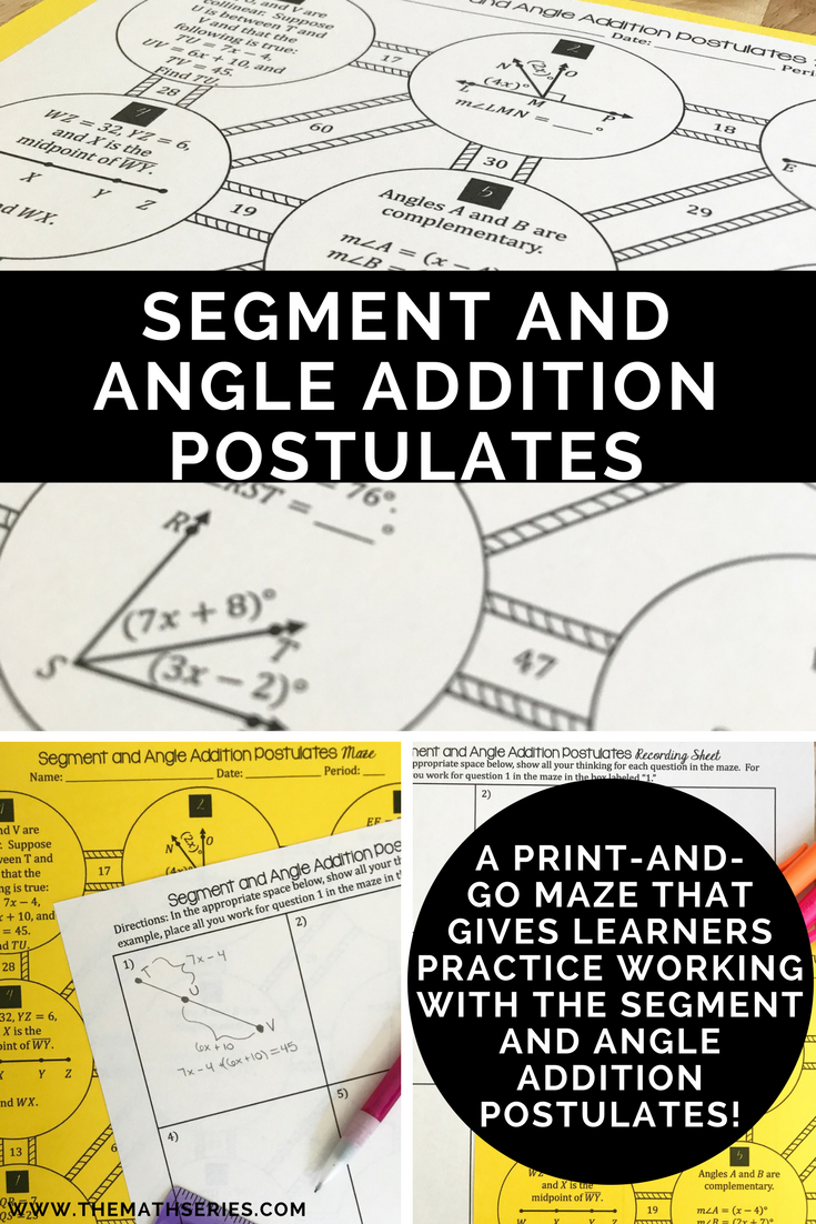 Geometry Segment Addition Postulate Practice Worksheet Answer Key