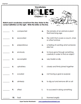 Holes Character Analysis Worksheet Pdf