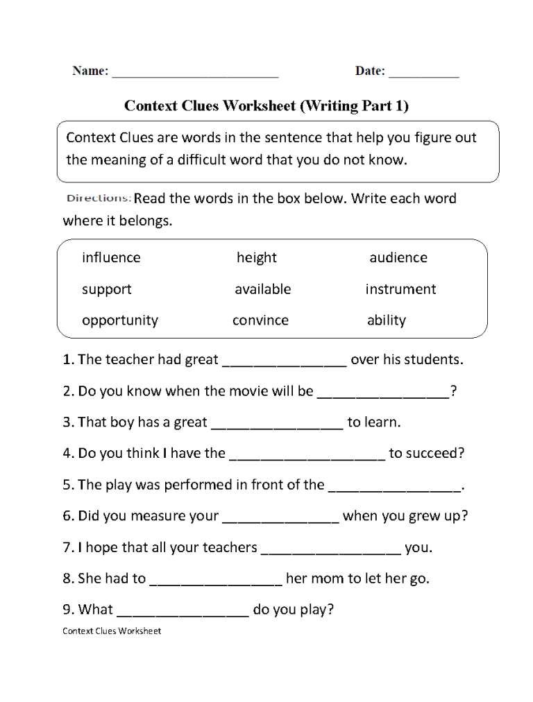 6th Grade Worksheets English